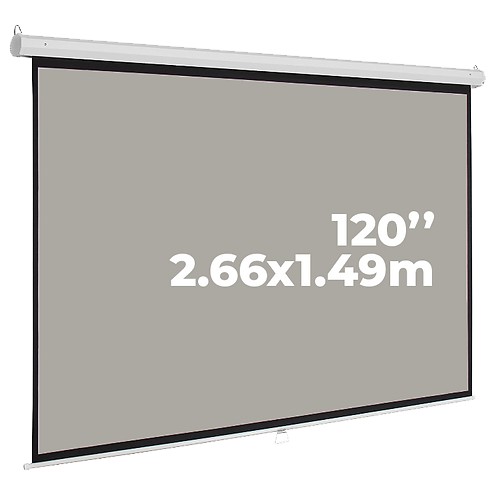 Ecran Manual Matte Gray 120" 16:9 2.66x1.49m Retráctil Techo Pared