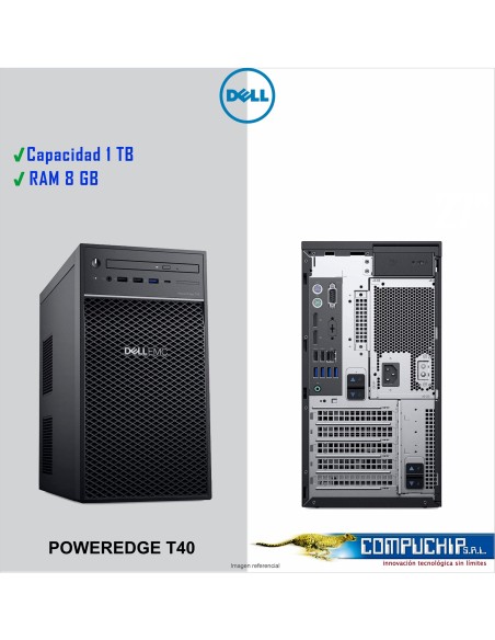 Servidor Dell PowerEdge T40, Xeon E-2224G 3.5GHz, 8MB/4C, 8GB 3200MT/s UDIMM 1TB SATA 7.2K