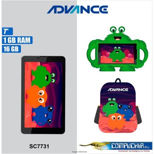 Tablet Pack Advance TR7987, 7" TN 1024x600, Android 10 Go, 3G, Dual SIM, 16GB, RAM 1GB.