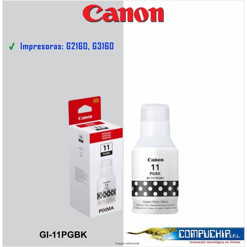 BOTELLA DE TINTA CANON GI-11PGBK NEGRO, 135ML.