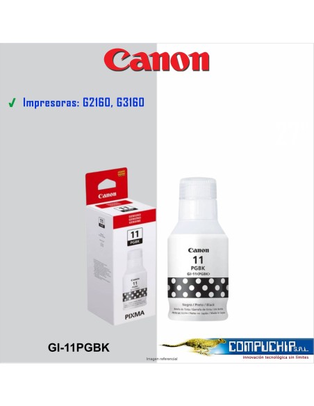 BOTELLA DE TINTA CANON GI-11PGBK NEGRO, 135ML.