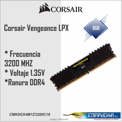 Memoria Corsair Vengeance LPX, 8GB, DDR4 3200 MHz, PC4-25600, CL-16, 1.35V