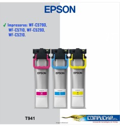 BOLSA DE TINTA EPSON R04L, DURABRITE PRO CYAN T941220-AL, MAGENTA T941320-AL, YELLOW T941420-AL