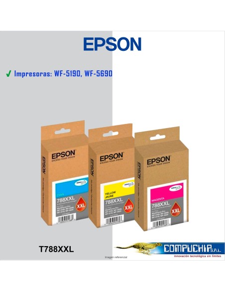 CARTUCHO DE TINTA EPSON T788XXL, DURABRITE PRO AMARILLO, MAGENTA, CYAN, 34ML.