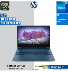 Notebook HP Victus 15-fa0007la, 15.6" FHD IPS, Core i7-12650H hasta 4.7GHz 16GB DDR4-3200