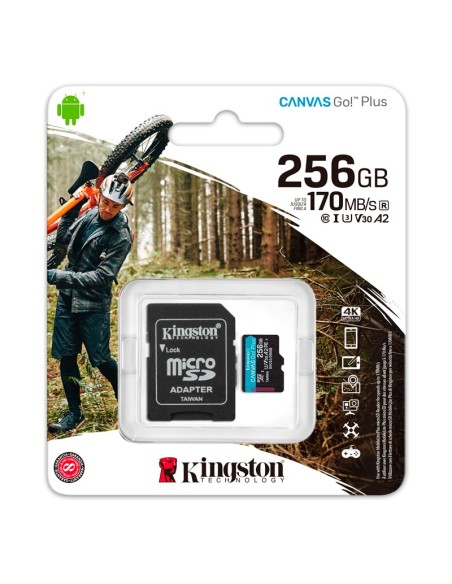 Memoria Flash microSDXC Kingston Canvas Go! Plus, 256GB con adaptador SD.