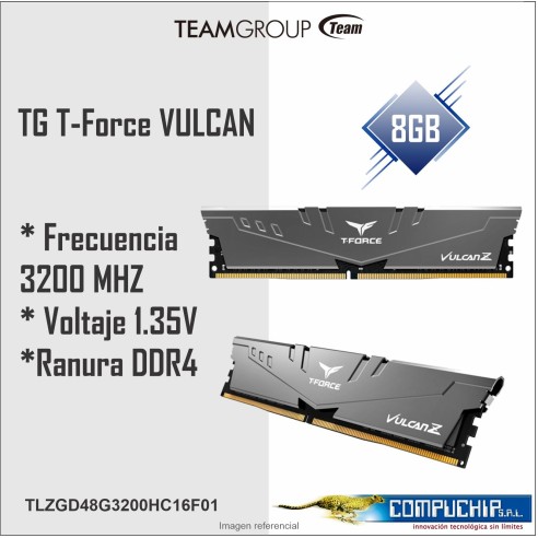 Memoria TG T-Force VULCAN Z 8GB DDR4-3200 MHz, CL16, 1.35V