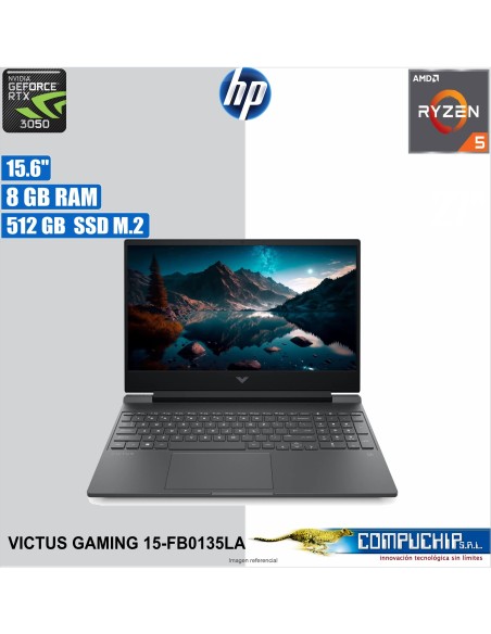 Notebook HP Victus Gaming 15-fb0135la 15.6" FHD IPS Ryzen 5 5600H 3.3/4.2GHz 8GB DDR4-3200