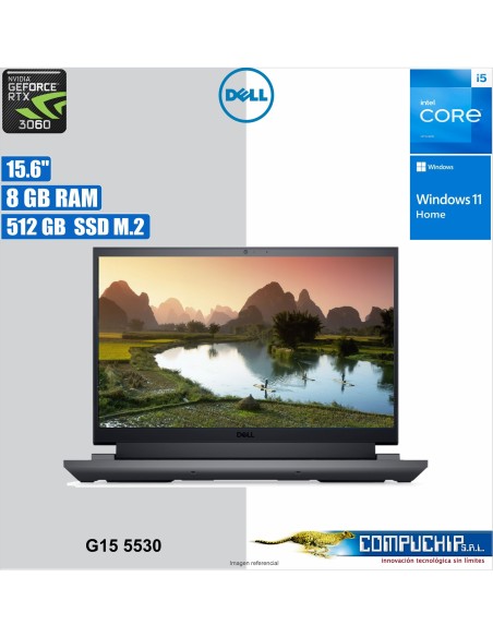 Notebook Dell G15 5530 15.6" FHD WVA LED, Core i5-13450HX hasta 4.6GHz, 8GB DDR5-4800MHz