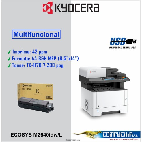 IMPRESORA MULTIFUNCIONAL KYOCERA ECOSYS M2640idw/L,