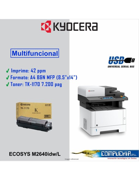 IMPRESORA MULTIFUNCIONAL KYOCERA ECOSYS M2640idw/L,