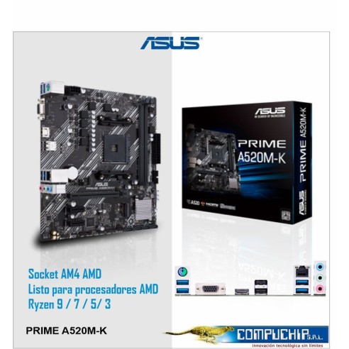 Motherboard ASUS PRIME A520M-K, Chipset AMD A520, Socket AMD AM4, Micro ATX