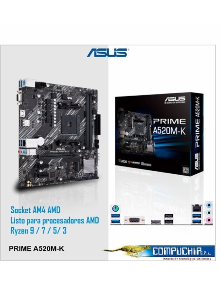 Motherboard ASUS PRIME A520M-K, Chipset AMD A520, Socket AMD AM4, Micro ATX