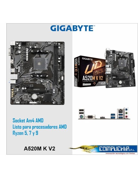 Motherboard Gigabyte A520M K V2 (rev. 1.0) Chipset AMD A520, Socket AM4, Micro ATX