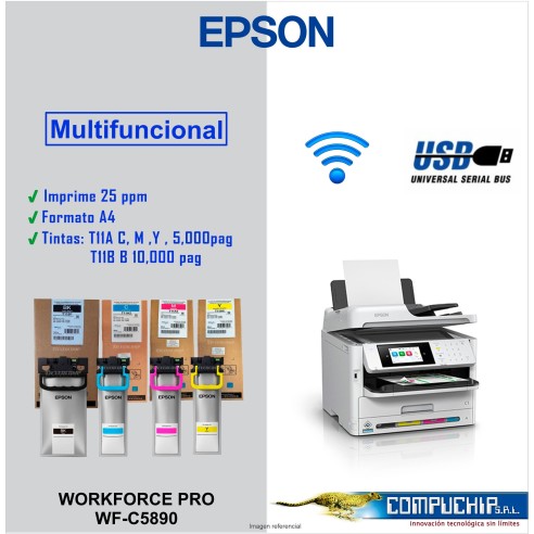 Impresora Multifuncion Epson WorkForce Pro WF-C5890 Imprime/Escanea/Copia/Fax/LAN/WiFi/USB