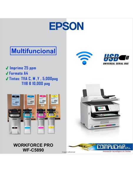 Impresora Multifuncion Epson WorkForce Pro WF-C5890 Imprime/Escanea/Copia/Fax/LAN/WiFi/USB