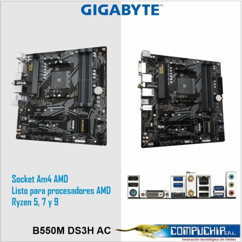 Motherboard Gigabyte B550M DS3H AC (rev. 1.5) Chipset AMD B550, Socket AM4, Micro ATX