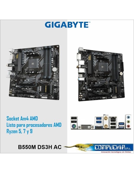 Motherboard Gigabyte B550M DS3H AC (rev. 1.5) Chipset AMD B550, Socket AM4, Micro ATX