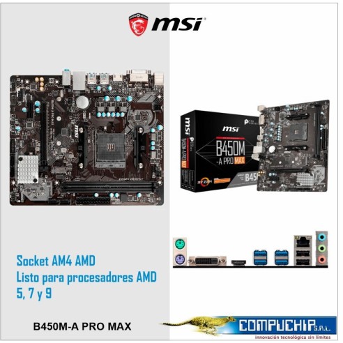 Motherboard MSI B450M-A PRO MAX, Chipset AMD B450, HDMI, DVI-D, mATX