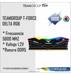 Memoria TEAMGROUP T-Force DELTA RGB DDR5 16GB DDR5-5600 MHz, CL36, 1.2V
