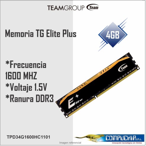 Memoria TG Elite Plus DDR3 4GB DDR3-1600 MHz, CL-11, 1.5V