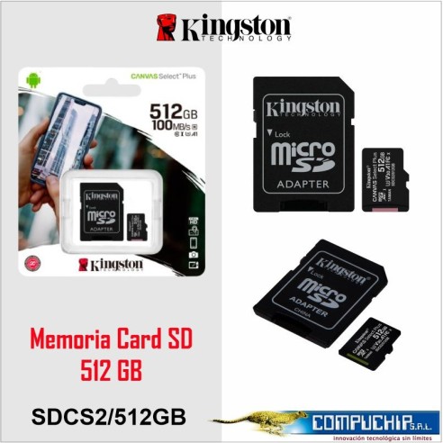 Memoria micro-SD Kingston Canvas Select Plus, 512GB, con Adaptador SD