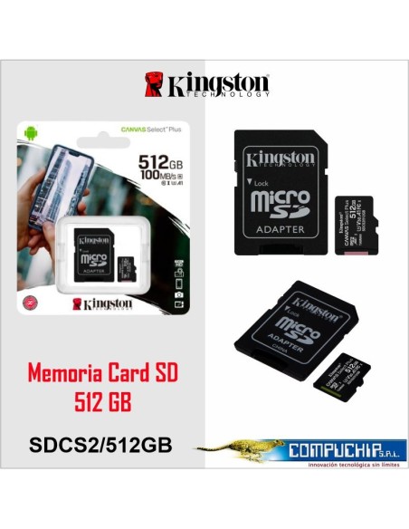 Memoria micro-SD Kingston Canvas Select Plus, 512GB, con Adaptador SD