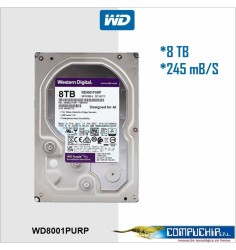 Disco duro Western Digital Purple Pro WD8001PURP, 8TB, SATA, 7200rpm, 3.5", Cache 256MB