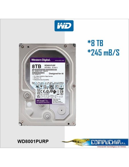 Disco duro Western Digital Purple Pro WD8001PURP, 8TB, SATA, 7200rpm, 3.5", Cache 256MB