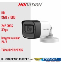 CAMARA HIKVISION TUBO EXT. IR DS-2CE16D0T-ITPFS , 2MP , 2.8MM, CON IR 20M Y AUDIO -12VDC