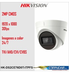 CAMARA HIKVISION DOMO DS-2CE76D0T-ITPFS , 2.8MM , 1080P D/N IR 20M L2.8 CON AUDIO - 12VDC