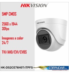 CAMARA HIKVISION DOMO DS-2CE76H0T-ITPFS , 5MP, 2.8MM CON AUDIO