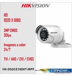 CAMARA HIKVISION TUBO 4 EN 1, DS-2CE16D0T-IRPF , 2MP, 2.8MM, CON IR 20M -12VDC