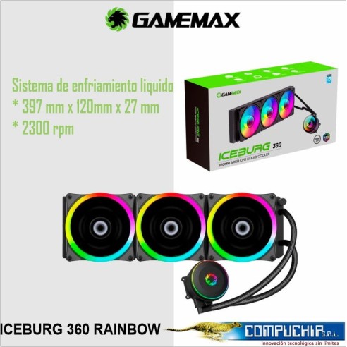 Sistema de Enfriamiento liquido de CPU Gamemax ICEBURG 360 ARGB CPU liquid cooler