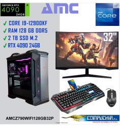 PC INTEL CORE i9-12900KF 3.20 GHZ, Z790-A WIFI 128GB DDR5, 2TB SSD M.2. MONITOR 32"