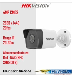 CAMARA HIK VISION TUBO IR BULLET 4MP DS2CD1043G0-I LENTE 2.8MM