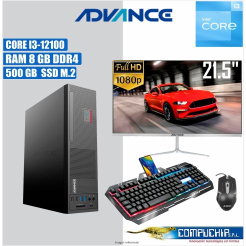 Computadora Advance Vission V01260, Intel Core i3-12100 3.3GHz, 8GB DDR4, 500B SSD M.2