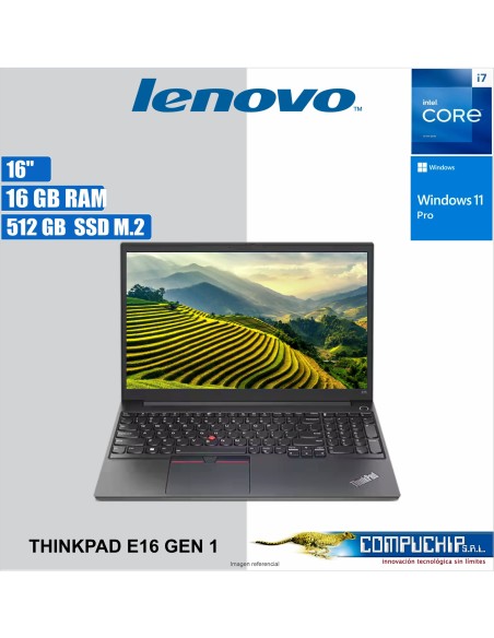 Laptop Lenovo ThinkPad E16 Gen 1 16" WUXGA IPS, Core i7-1355U 1.7/5.0GHz, 16GB DDR4-3200 512TB SSD M.2.