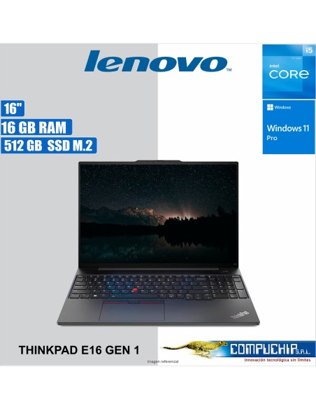 Notebook Lenovo ThinkPad E16 Gen 1 16" WUXGA IPS, Core I5-1335U 1.3/4.6GHz, 16GB DDR4-3200