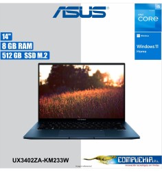 Notebook ASUS UX3402ZA-KM233W 14" 2.8K OLED, Core i5-1240P 1.7 / 4.4GHz, 8GB LPDDR5