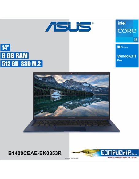 Notebook ASUS B1400CEAE-EK0853R 14" FHD LED Core i5-1135G7 2.4 / 4.2GHz, 8GB DDR4