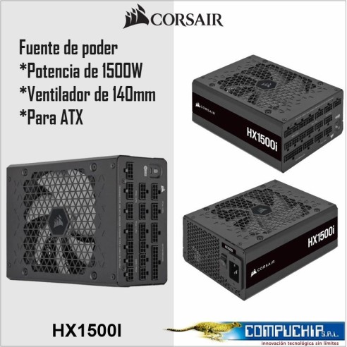 Fuente de alimentación HX1500i para PC de 1500 vatios, ATX, completamente modular y ultrasilenciosa (EU)