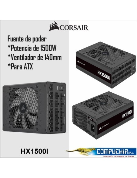 Fuente de alimentación HX1500i para PC de 1500 vatios, ATX, completamente modular y ultrasilenciosa (EU)