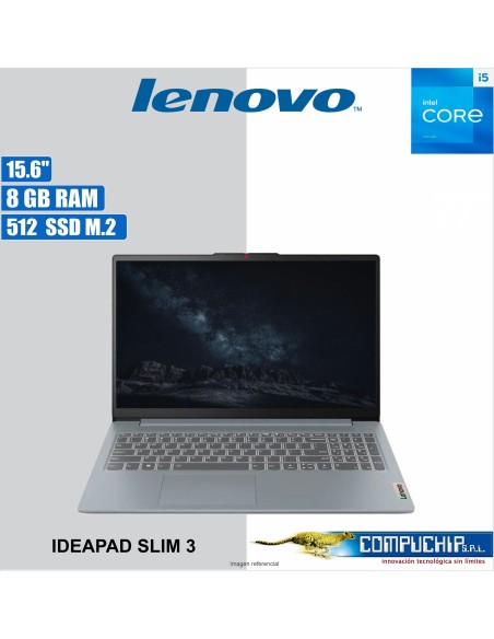 Notebook Lenovo IdeaPad Slim 3, 15.6" FHD TN, Core i5-1335U 1.3/4.6GHz 8GB LPDDR5-4800MHz