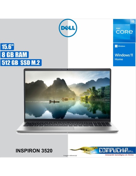 Notebook Dell Inspiron 3520, 15.6" FHD IPS, Core i5-1235U hasta 4.40GHz, 8GB DDR4 SO-DIMM