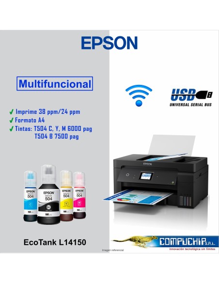 Multifuncional de tinta Epson EcoTank L14150, imprime/escanea/copia/Fax/Wi-Fi/USB/Ethernet