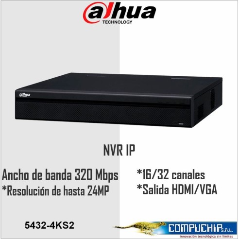 Dahua NVR IP 5432-4KS2 Smart H.265+/ H.264+/H.265/H.264/MJPEG