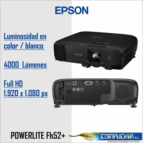 Proyector Epson PowerLite FH52+ Inalambrico Portatil, FHD (1920x1080)