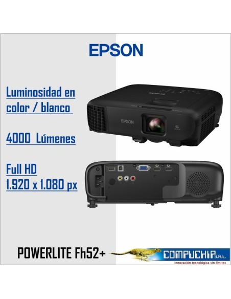 Proyector Epson PowerLite FH52+ Inalambrico Portatil, FHD (1920x1080)