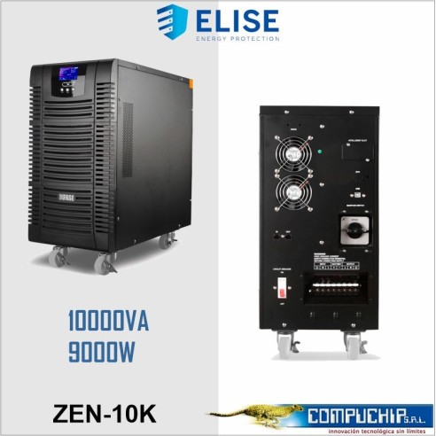 UPS Elise Fase Online Serie Zen 10000VA / 9000W / Bornera Entrada - Salida 60Amp / USB.